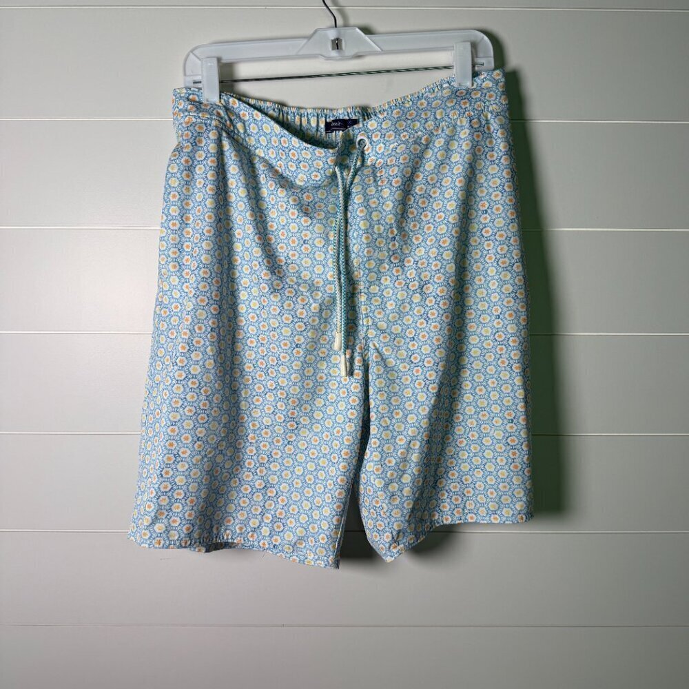 Johnnie O Blue & Yellow Print Swim Shorts Size XL
